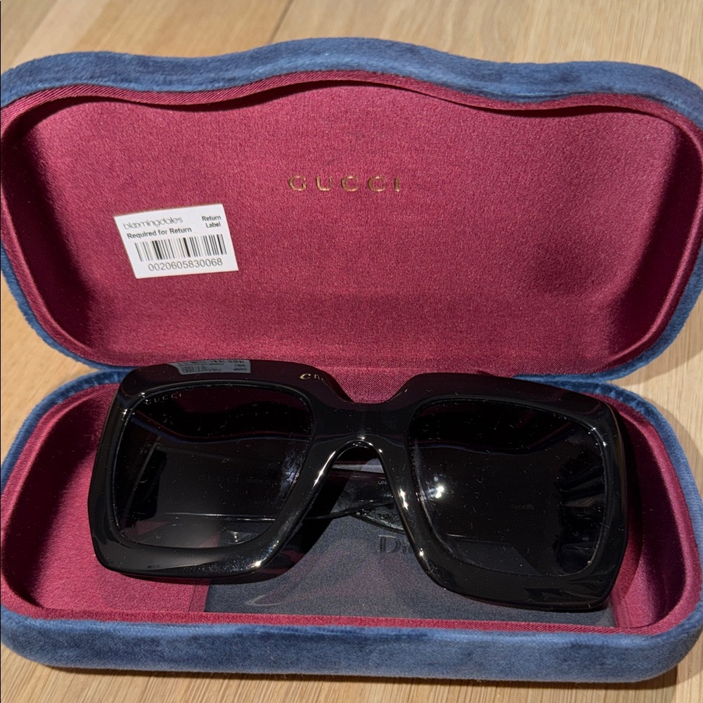 Gucci Black Oversized Rectangular Sunglasses